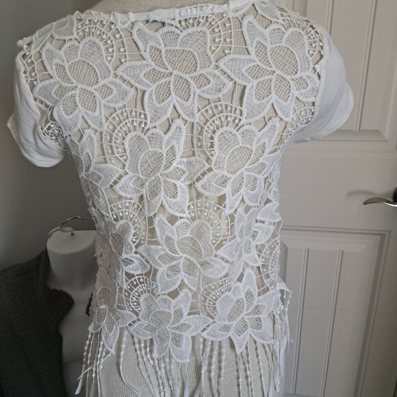 CHARLOTTE RUSSE floral crochet fringe top Y2K festival summer BOHO Coachella S - Picture 2 of 8